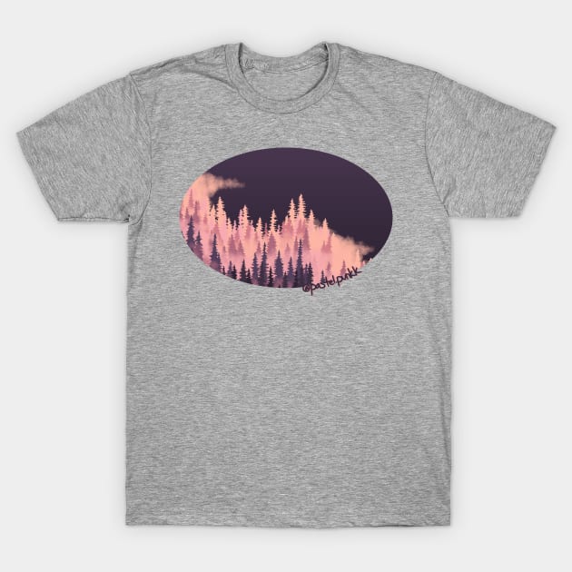 Pink Fog Forest T-Shirt by Pastel.Punkk